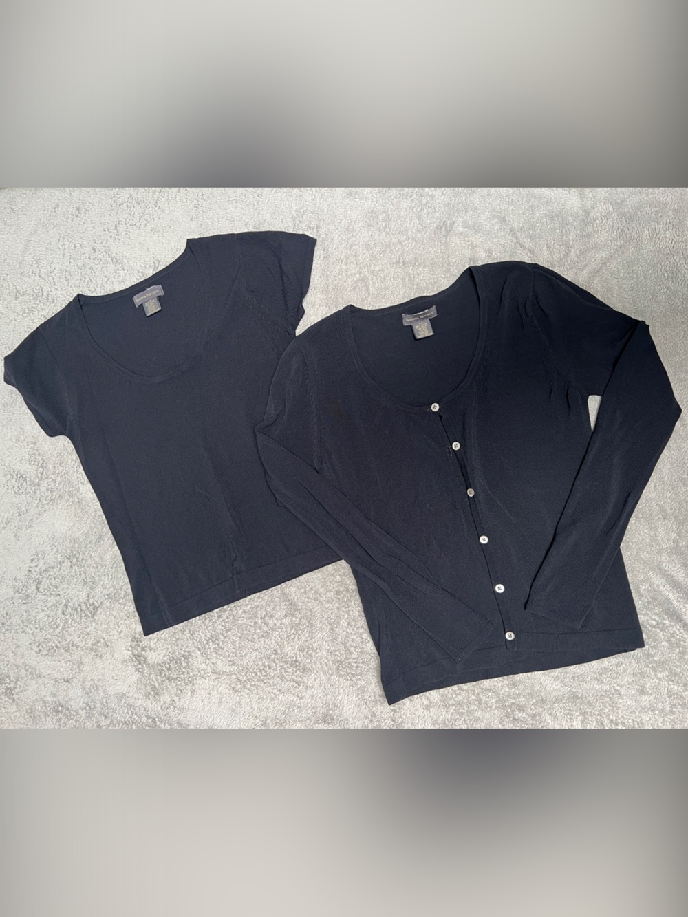 Banana Republic Black Short Sleeve Tee & Button Cardigan Set